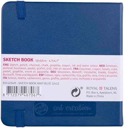 Tarens T9314-234M 452337 Art Creations Sketchbook, Drawing Notebook, 4.7 x 4.7 inches (12 x 12 cm), Navy Blue