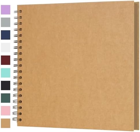 Scrapbook Album 10x10 Inches 40 Pages Hardcover Kraft Paper Brown