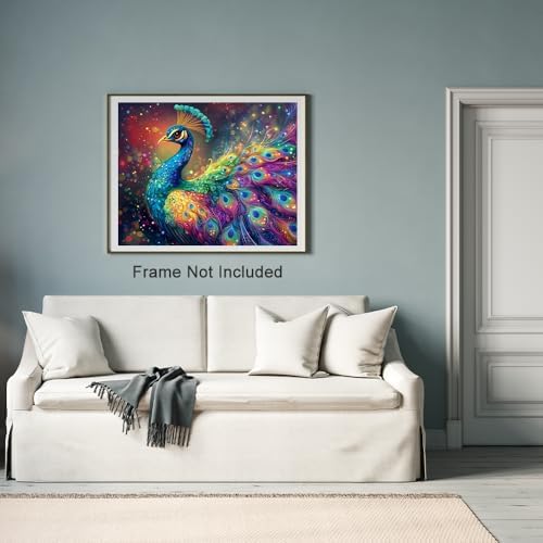 Natuyalo DIY Paint by Numbers for Adults Beginner Colorful Peacock Paint by Number Kits on Canvas Animals Acrylic Painting by Numbers with Brushes Art Crafts for Home 16x20 Inch