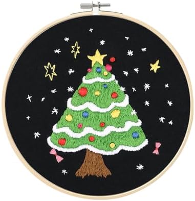 wtisan Christmas Embroidery Kit, Cross Stitch Kits for Beginners, Needlepoint with All Tools & Instructions, Stamped Hand Embroidery Starter Kit for Holiday Crafts & Xmas Home Decor, W16