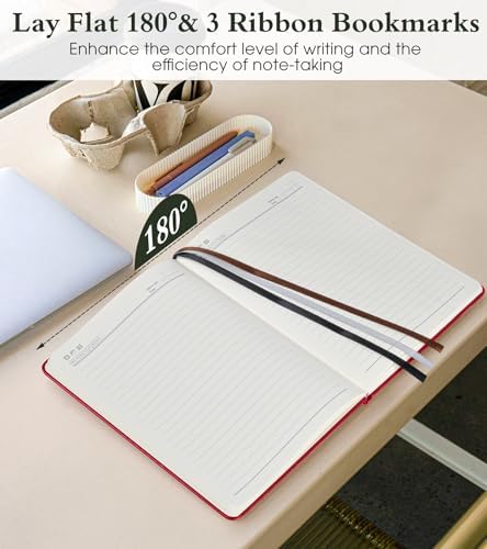 PAIBAS Lined Journal Notebook for Women Men, 160 Pages, A5 Hardcover Vintage Leather Journaling Notebooks for Work, School, Note Taking, Travel, Bible Study,Daily Diary for Writing 5.8"x8.5"(Burgundy)