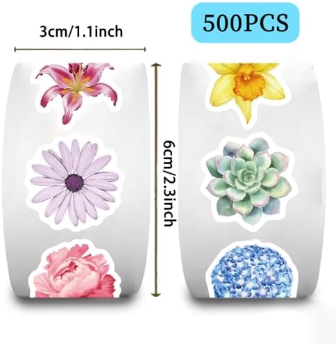 500Pcs Flower Stickers Colorful Floral Vinyl Decals