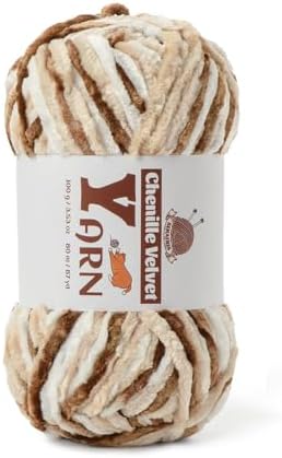 Chenille Crochet White Coffee Yarn 1 Pack