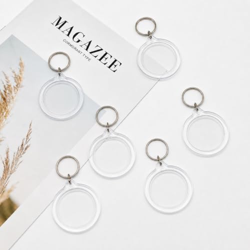 6 Pack Blank Photo Keychain, 2.16 x 1.5 Inch Acrylic Personalized Keychains for DIY Craft Making
