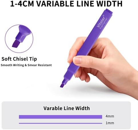 Vitoler Aesthetic Highlighters and 0.5mm Black Gel Pens，12 Pack | Assorted Colors Highlighters for Study, Journaling and Teacher Nurse Gifts