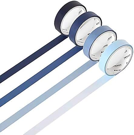 YUBBAEX Natural Color Washi Tape Set 4 Rolls Morandi Decorative Tape for DIY Crafts, Journals, Planners, Scrapbooking, Wrapping (6-Blue)