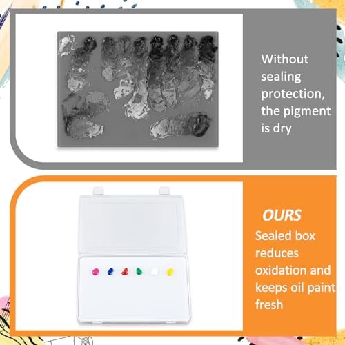 Nuanchu 1 Set Glass Oil Paint Palette, Airtight, 10.24 x 6.8 Inches, White | Handy Tempered Glass for Oil Painting, Moisture-proof lid Keep Paint Fresh, Portable Travel Outdoor, Leak-proof Airtight Seal