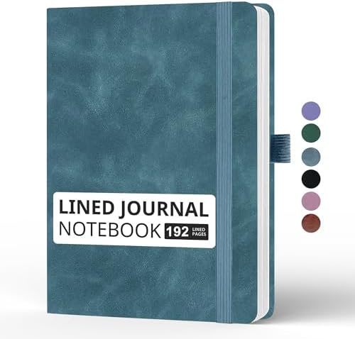 Lined Journal Notebook, A5, 192 Pages 100 GSM Thick Paper, Hardcover Leather College Ruled Journal for Writing, Men Women, Journaling, Daily, Work, Office, Home School Business(Green)