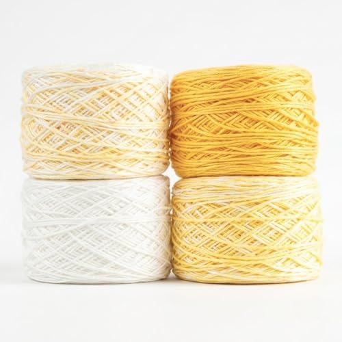 Baby Bloom Gradient Blanket Kit | 4 Balls Gradient Yarn, 50% Cotton & Viscose | Pattern Included | Revolution Fibers (Honey Bee Yellow)