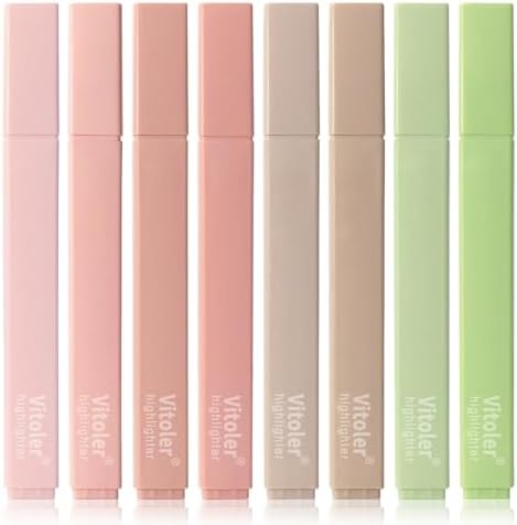 Vitoler Highlighters Assorted Colors,No Bleed Bible Chisel Tip 8pcs | Aesthetic,Cute Pastel,high quality for bible study,books,journal,writing,school office