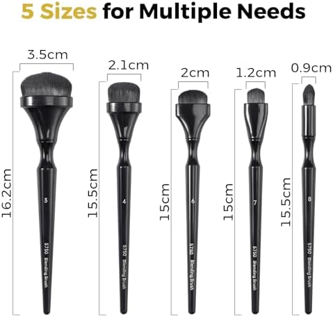 5-Piece Gold Leaf Brush Set for Charcoal Blending