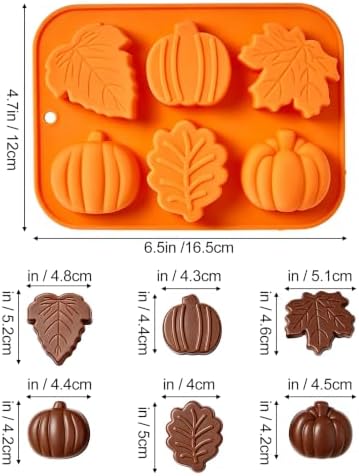 Thanksgiving Soap Molds 2-Pack, Fall Silicone Mold in Pumpkin & Leaf