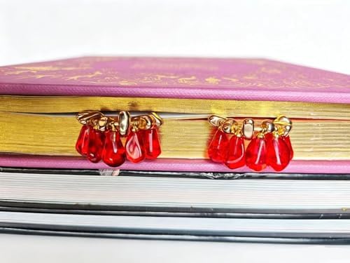 2 pcs Cute Planner Paper Clip Bookmarks, 2 Inches, Journal Notebook Charm Accessories, Page Saver Holder, Bookish Gift for Book Lover (Red Pomegranate)