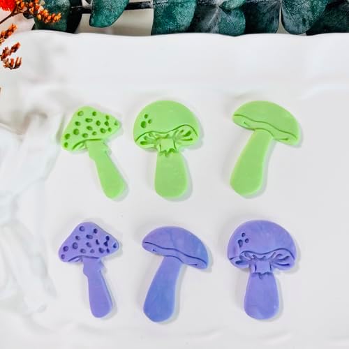 Xaekicr 3pcs Mushroom Clay Cutters – Polymer Clay Cutters for Earrings, Textured Clay Molds, Clay Tools for Polymer Clay Jewelry Making