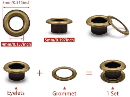 SEMINI 400 Sets 4mm Bronze Grommet Eyelet Kit for Fabric Leather Crafts