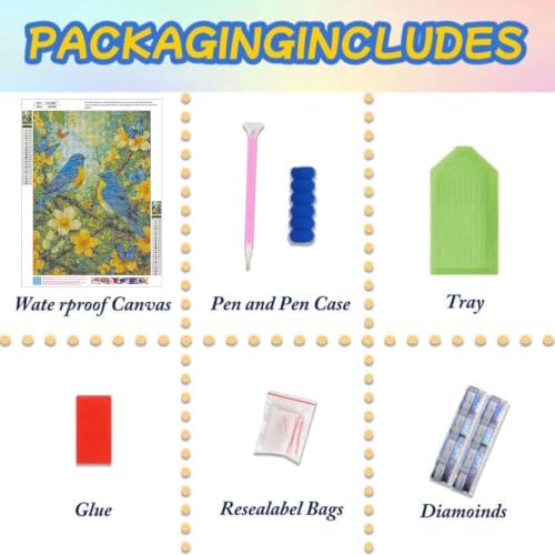 Lophomie Diamond Art Kits for Adults, 5D Bluebird Diamond Painting Kits