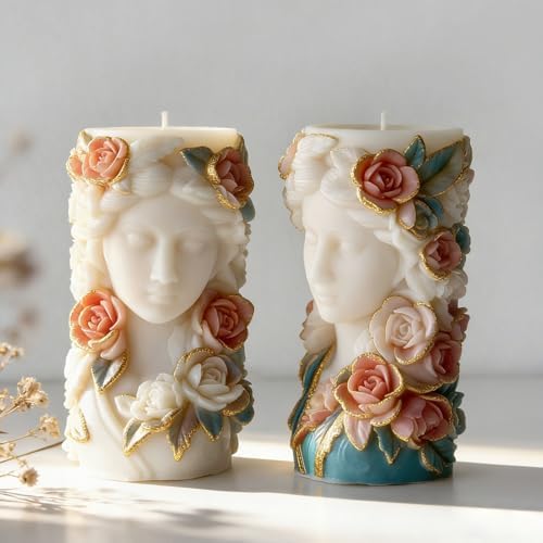 Konrisa Cylinder Candle Making Molds, Beauty and Flower Silicone Molds for Candle Making, Resin Soap Craft Supplies, Resin Casting Molds