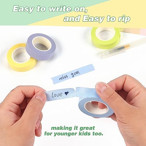 Hutou 8 Rolls Washi Tape Colored Masking Tape 1/2 Inch, Pastel Colors