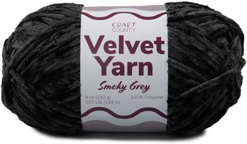 Craft County Bulky 5 Velvet Yarn – Super Soft Polyester Yarn for Blankets, Home Décor, and More!