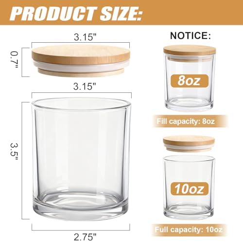 24-Pack 10oz Glass Candle Jars for Making Candles Bulk -Clear