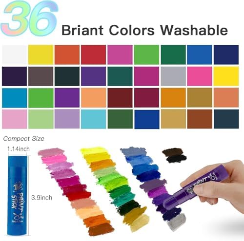 TBC The Best Crafts Paint Sticks,36 Classic Colors, Washable, Non-Toxic, Tempera Paint Sticks for Kids and Students