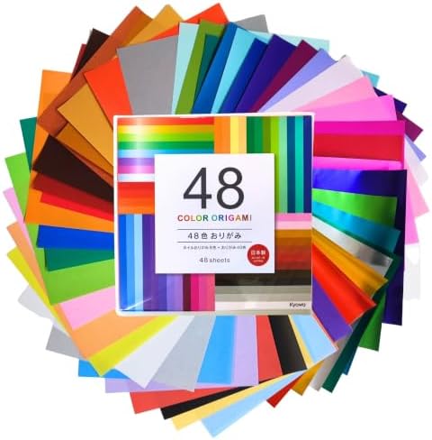 Japanese Origami Paper Includes Metallic Foil Type, 48 Colors (48 Sheets)