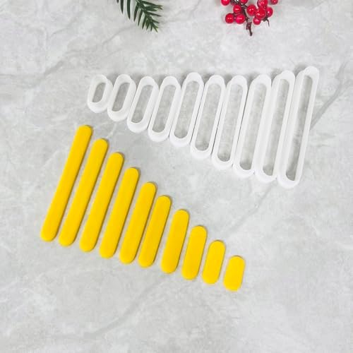 Xaekicr 10PCS Polymer Clay Cutters Oval Bar Shapes | Multi Size Clay Cutters for Earrings Making | Geometric Clay Earring Cutters | Polymer Clay Tools for DIY Crafts