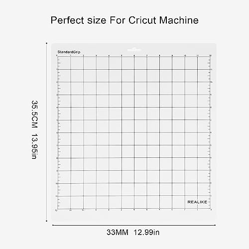 REALIKE StandardGrip Cutting Mat Compatible with Cricut Maker 4/Maker 3/Maker/Explore 4/3/Air 2/Air/One, 2 Pack 12x12 Inch Transparent Standard Grip Adhesive Sticky Non-Slip Cut Mat
