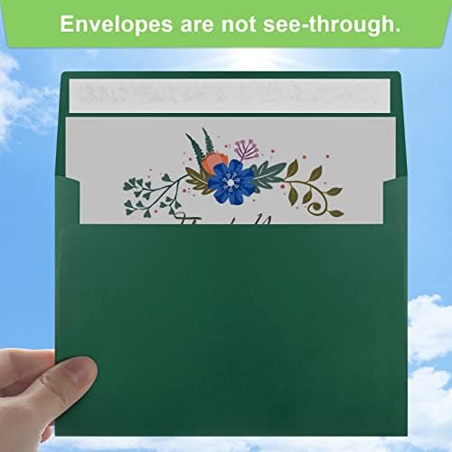 50 Packs 5x7 Envelopes, A7 5x7 Envelopes for Invitations, Printable Invitation Envelopes Self Seal for Weddings, Invitations, Photos, Greeting Cards, Mailing (Dark Green)