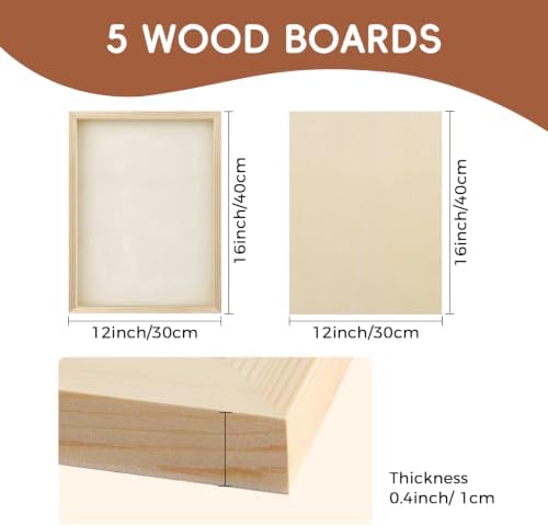 5 Pack Wood Canvas Boards for Painting, Unfinished Birch Cradle Boards