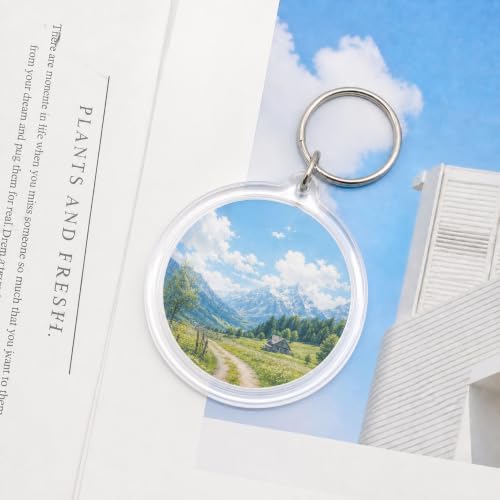 6 Pack Blank Photo Keychain, 2.16 x 1.5 Inch Acrylic Personalized Keychains for DIY Craft Making