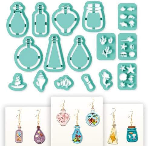 16Pcs Glass Bottle Polymer Clay Cutters Drift Bottle Ocean World Clay Earrings Cutters Polymer Jewelry Cutter for Earrings Making Birthday Party DIY Supplies