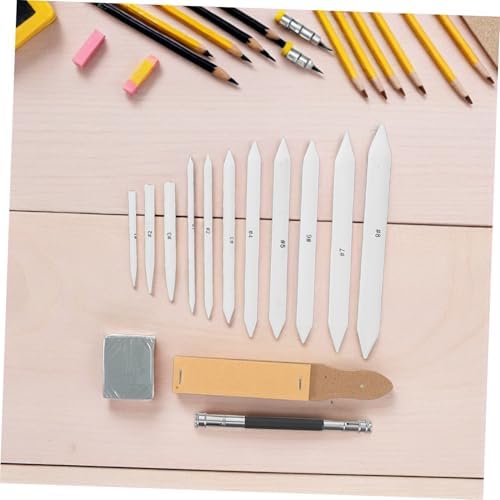 TIDTALEO 33pcs Sketch Drawing Tools Blending Stumps and Tortillions Set with Sandpaper Sharpener Pencil Extension Tool and Erasers for Beginner Artists and Students
