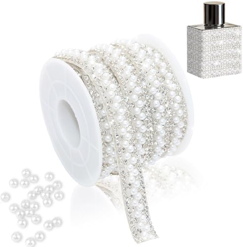 White Pearl Rhinestone Ribbon Roll 1 CM Wide Rhinestone Tape