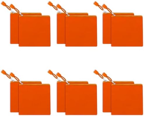12 Pack DIY Craft Cotton Canvas Bag, Multi-Purpose Cosmetic Bag Makeup Pouches with Zipper Travel Toiletry Bag (XS, Orange)
