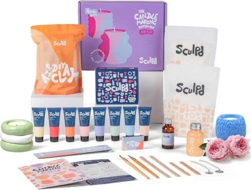 Sculpd Candle Making Kit, 2 Candles, Peony Rose Fragrance, Pastel Tones