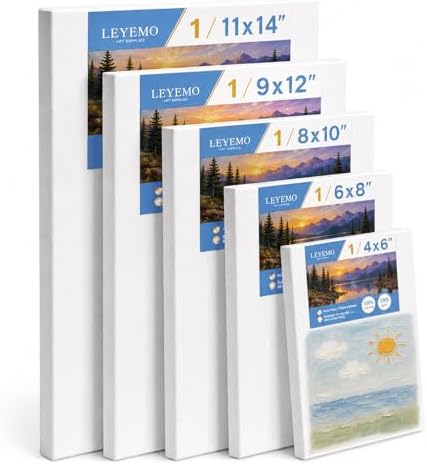 5 Pack 100% Cotton Stretched Canvas for Painting | Multi Sizes 4x6,6x8,8x10,9x12,11x14,Acid-Free Canvas for Oil & Acrylic,Kids,Beginners & Artists,art supplies for adults