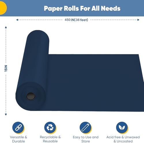 Navy Blue Wrapping Paper,15"x450" Bulletin Board Craft Art Decorative Paper