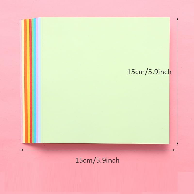 Origami , Colorful Square Origami, DIY Handmade Craft Paper, Origami Paper (100pcs)10-color (15*15cm)