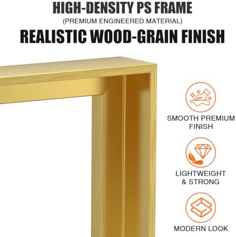 Canvas Floater Frame for 1”–1.25”Deep Gallery Wrapped Canvas, Wood-Look Floating Frame Wall Artwork for Oil Paintings, Gallery Bedroom, Living Room, Studio, Made in USA (Champagne Gold,10x16)