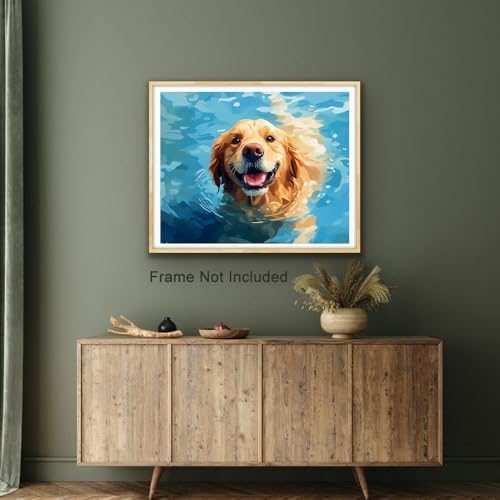 Natuyalo Paint by Numbers for Adults Beginner, Dog in Water Painting by Numbers, Animals Paint by Number Kits Suitable for Home Wall Decoration 16x20 Inch