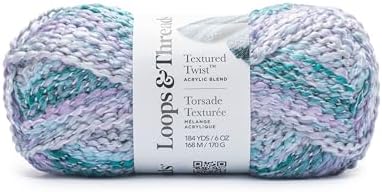 Loops & Threads Textured Twist Yarn - Yarn for Knitting, Crochet, Weaving, and Arts & Crafts - Ocean Breeze, Acrylic Blend, 6 oz