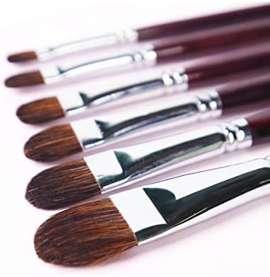 Transon Red Sable Filbert Paint Brushes 6pcs for Watercolor, Acrylic, Oil, Tempera and Gouache Painting