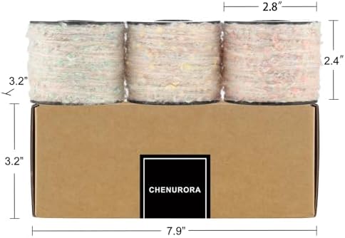 Artisanal Yarn Collection Multifiber Fancy Yarn for Knitting Crocheting Crafts DIY, Set of 3 Rolls(110 Macaron Velvet Yarn)