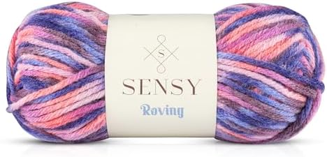 Sensy Roving Multi Color Yarn, 3.5 oz, 132 Yards, Gauge 5 Bulky (Purple Sky)