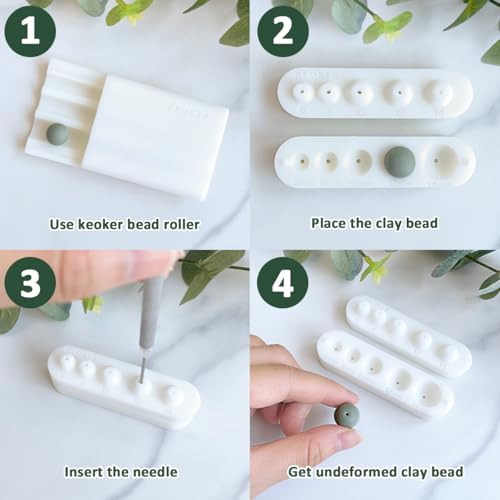 KEOKER Polymer Clay Bead Hole Maker - Piercing Tool for Drilling Holes in Clay Beads (5 Sizes)