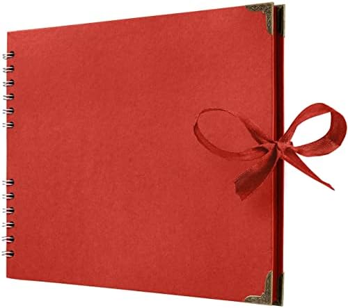 Bstorify Square Scrapbook Photo Albums 50 Pages (11 x 8.5 Inch) Red | Hardcover with Thick 200 GSM Kraft Paper, Ideal for Your Scrapbooking Albums, Art & Craft Projects (Red, 11 x 8.5 Inch)