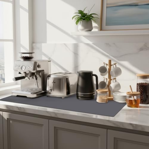 Extra Large Silicone Mat for Kitchen Counter 36" x 24" Silicone Table Mat for Resin Workbench Mat Heat Resistant Mat Coffee Bar Mat,Dark Gray