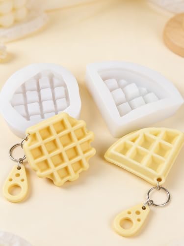 2PCS Waffle Silicone Mold, Waffles Bread Shape Candle Soap Mold for Chocolate, Fondant, Resin| 3.46IN Big Waffle Casting Molds for Baby Shower Birthday Party DIY Crafts‌ Gifts(Waffles)