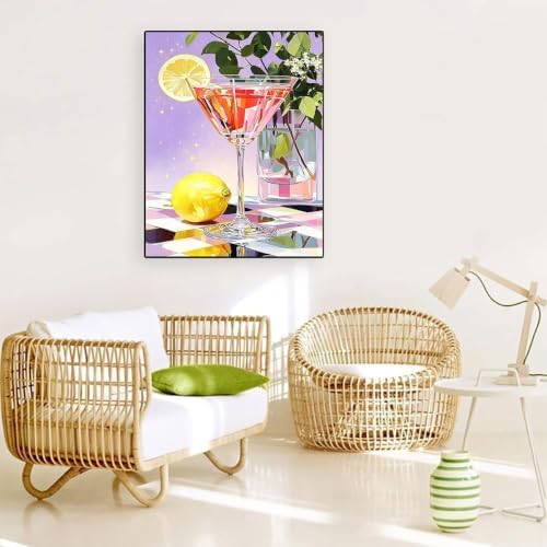 Accompany Wind Cocktail Diamond Art Kits for Adults, 5D Diamond Painting Kits for Beginners,DIY Round Full Drill Diamonds Gem Art Crafts for Home Wall Decor Gifts 12x16 Inch